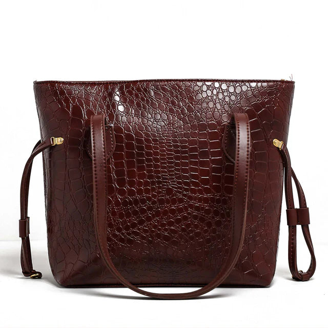 Croco Flat Bag Brown